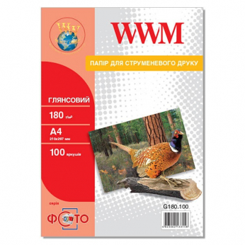Фотобумага WWM глянцевая 180г/м кв, A4, 100л (G180.100)