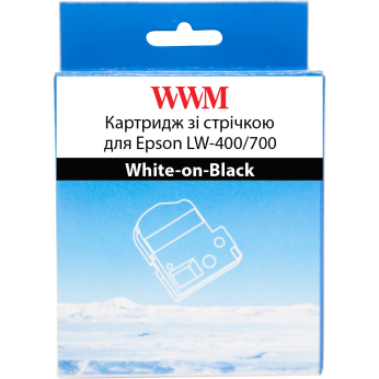 Картридж с лентой WWM для Epson LW-400/700 6mm х 8m White-on-Black (WWM-SD6K)