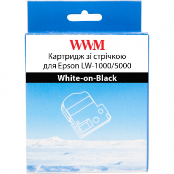 Картридж с лентой WWM для Epson LW-1000/5000 36mm х 8m White-on-Black (WWM-SD36K)