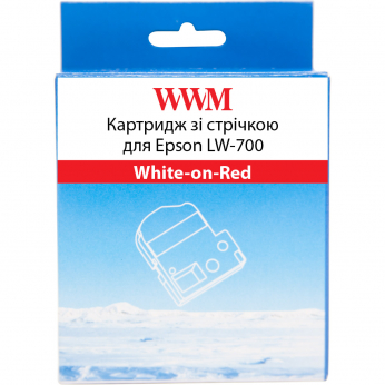 Картридж с лентой WWM для Epson LW-700 24mm х 8m White-on-Red (WWM-SD24R)