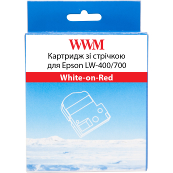 Картридж зі стрічкою WWM для Epson LW-400/700 18mm х 8m White-on-Red (WWM-SD18R)