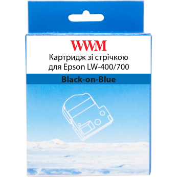 Картридж с лентой WWM для Epson LW-400/700 18mm х 8m Black-on-Blue (WWM-SC18B)