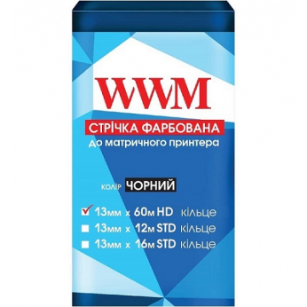 Стрічка фарбуюча WWM 13мм х 60м (12,7мм x 60м) HD кільце  Black (M13.60H)