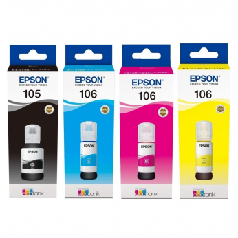 Набор оригинальных чернил Epson для L7160/7180 №105/106 140мл/3x70мл B/C/M/Y (SET105B/C/M/Y)