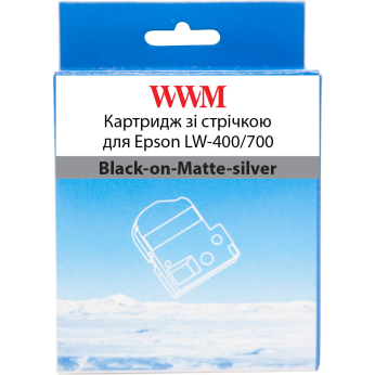 Картридж с лентой WWM для Epson LW-400/700 6mm х 8m Black-on-Matte-Silver (WWM-SM6X)