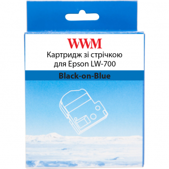 Картридж зі стрічкою WWM для Epson LW-700 24mm х 8m Black-on-Blue (WWM-SC24B)