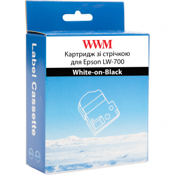Картридж с лентой WWM для Epson LW-700 24mm х 8m White-on-Black (WWM-SD24K)