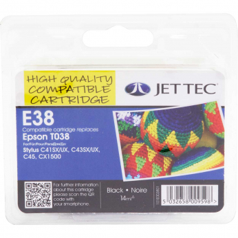 Картридж JetTec для Epson Stylus C41/C43/C45 аналог C13T03814A Black (110E003801) повышенной емкости