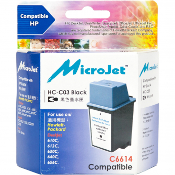 Картридж MicroJet для HP DJ 610C/640C/656C аналог HP №20 ( C6614DE) Black (HC-C03)