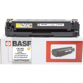 Картридж тонерный BASF для Canon 046, LBP-650, HP LJ Pro M452dn аналог 1247C002/046Y/CF412A Yellow (