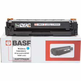 Картридж тон. BASF для HP CLJ M255, MFP M282/M283 аналог W2211A Cyan (BASF-KT-W2211A-WOC) без чіпа