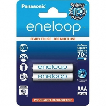Батарейка акумуляторна Panasonic Eneloop AAA NiMH 2BP 750mAh (BK-4MCCE/2BE)
