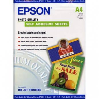 Самоклеючий папір Epson матовий 167г/м кв, A4, 10л (C13S041106)