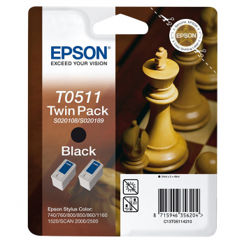Комплект струйных картриджей Epson для Stylus Color 740/800/1520 Black (C13T05114210) двойная упаков
