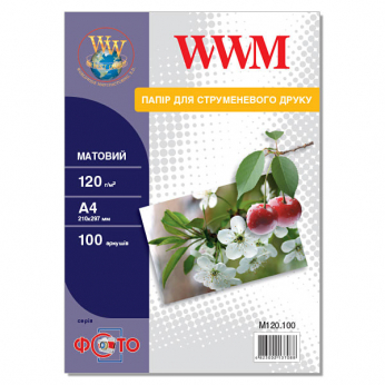 Фотобумага WWM матовая 120г/м кв, A4, 100л (M120.100)