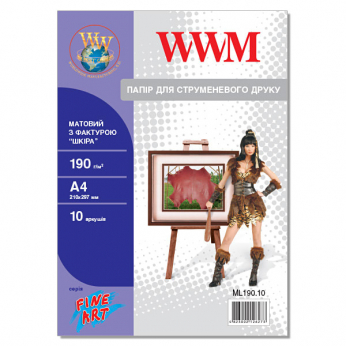 Фотобумага WWM матовая "Кожа" 190г/м кв, A4, 10л (ML190.10)