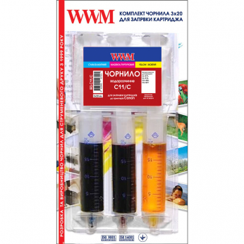 Заправочный набор WWM для Canon CL-511/CL-513 (3 x 20мл) 3шт x 20мл C/M/Y Водорастворимые (IR3.C11/C