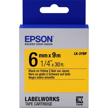 Картридж зі стрічкою Epson для для  LW-300/400/400VP/700 Pastel Black/Yellow 6mm x 9m Black-on-White (C53S652002)