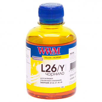 Чорнило WWM для Lexmark №26/27 200г Yellow водорозчинне (L26/Y)