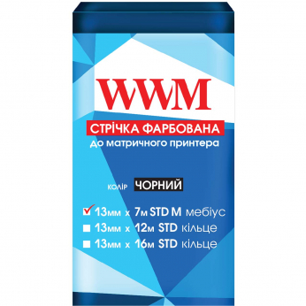 Стрічка фарбуюча WWM 13мм х 7м (12,7мм x 7м) STD лівий Black (R13.7SM)