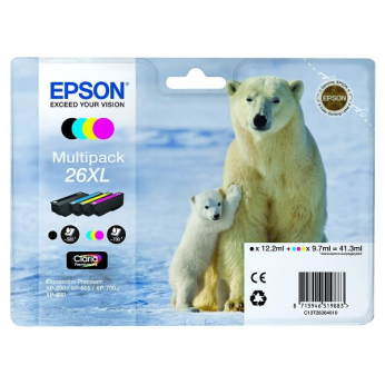 Комплект струйных картриджей Epson для Expression Premium XP-600 №26X B/C/M/Y (C13T26364010) повышен