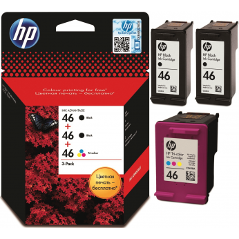 Комплект струйных картриджей HP для Deskjet Ink Advantage 2520 HP 46 Black2/Color (F6T40AE)