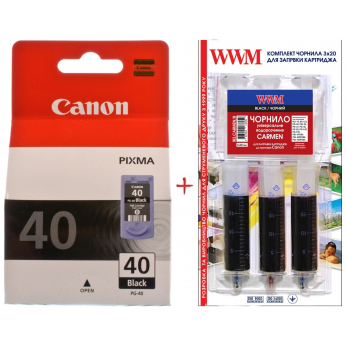 Картридж Canon Pixma MP210/MP450 PG-40Bk + Заправочный набор Black (Set40-inkC)