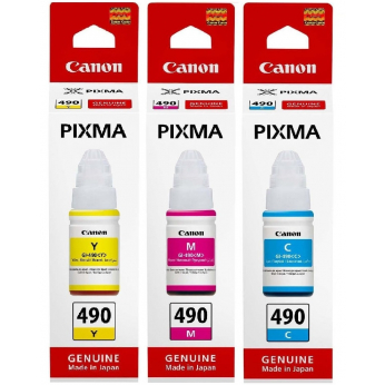 Набір оригінальних чорнил Canon для Pixma G1400/G2400/G3400 GI-490 3шт x 70мл C/M/Y (SET490C/M/Y)