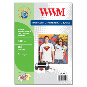 Термотрансфер WWM для светлых тканей 140г/м кв, A3, 10л (TL140.A3.10)