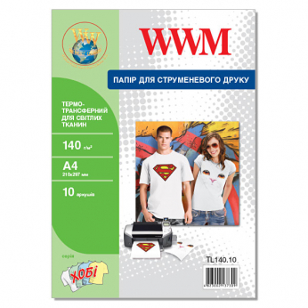 Термотрансфер WWM для светлых тканей 140г/м кв, A4, 10л (TL140.10)