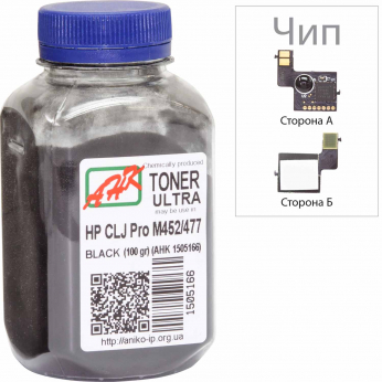 Тонер+чип АНК для HP CLJ Pro M452/477 ( тонер АНК, чип АНК) бутль 100г Black (1505170)