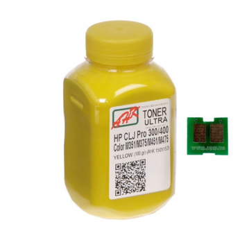 Тонер+чип АНК для HP CLJ Pro 300/400/M475 ( тонер АНК, чип АНК) бутль 100г Yellow (1505165)