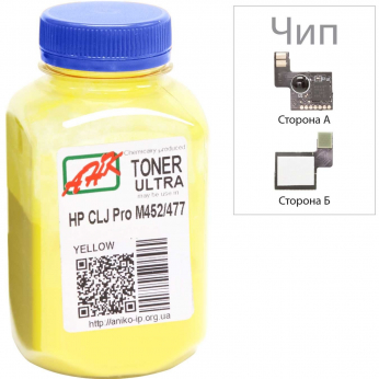 Тонер+чип АНК для HP CLJ Pro M452/477 ( тонер АНК, чип Apex) бутль 100г Yellow (3203130)