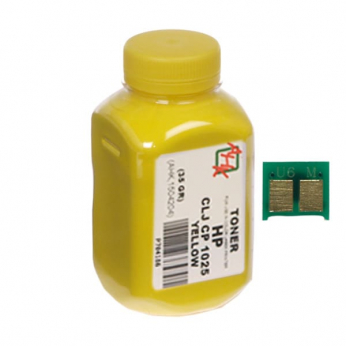 Тонер + чіп АНК для HP CLJ CP1025 бутль 35г Yellow (1500128)