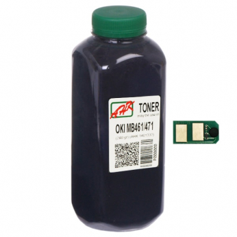 Тонер+чип АНК для OKI MB461/MB471/491 ( тонер АНК, чип АНК) бутль 240г Black (1401337)