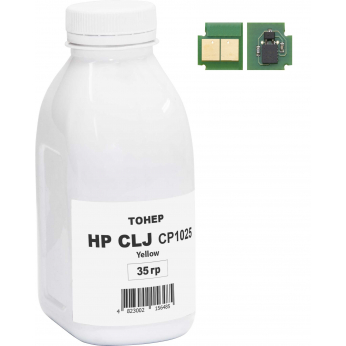 Тонер + чіп NewTone для HP CLJ CP1025 бутль 35г Yellow (HP1025Y-N35CH)