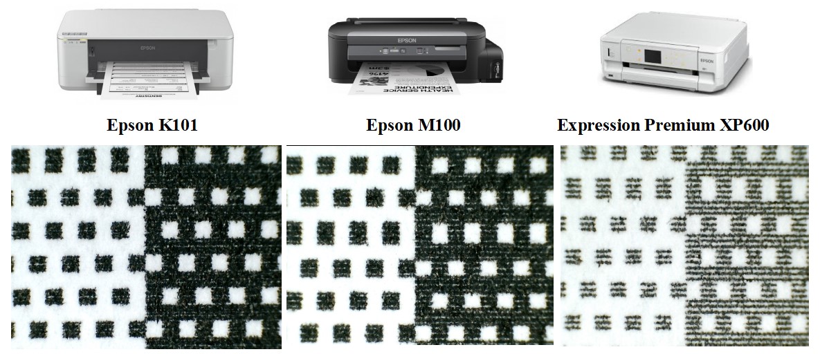 Печать текста Epson K101 M100 XP-605